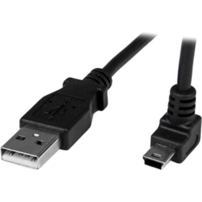 Connect your Mini USB devices with the cable out of the way.  1m USB to Up Angle Mini USB Cable Cord. 1x USB A (M) 1x USB Mini B (M)  - Black.